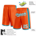 Custom Orange White-Teal Authentic Basketball Shorts photo 2