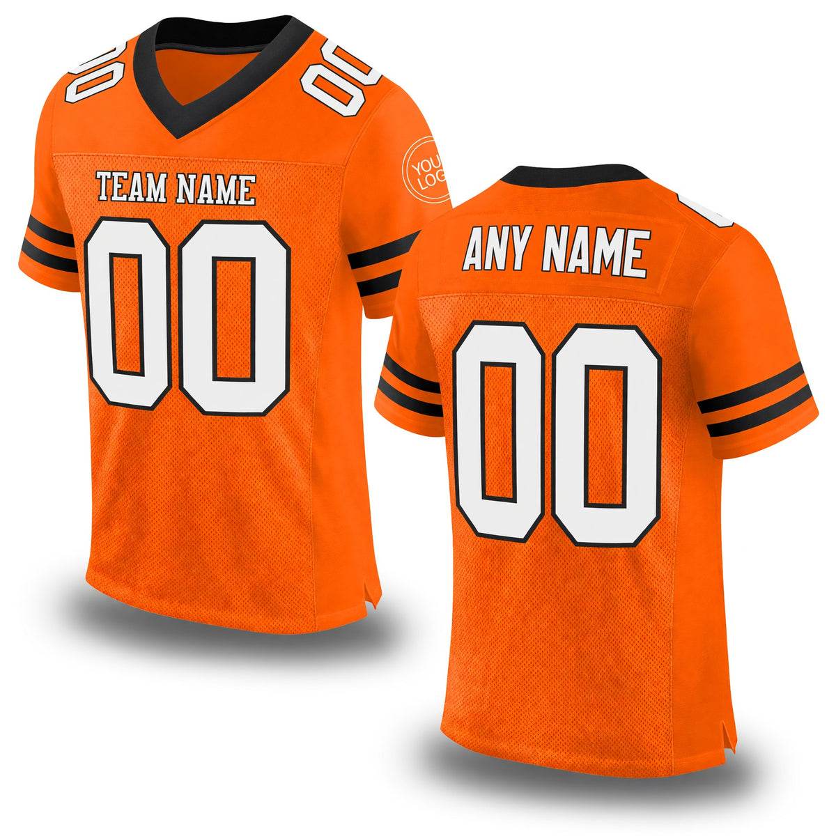 Custom Orange White-Black Mesh Authentic Football Jersey