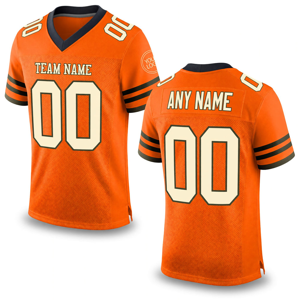 Custom Orange Cream-Olive Mesh Authentic Football Jersey
