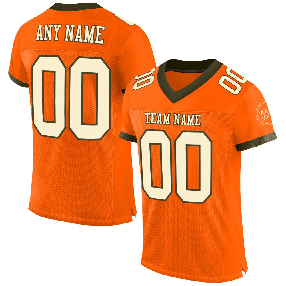 build olive orange football cream jersey authentic mesh orange0363