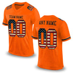 Custom Orange Vintage USA Flag-Black Mesh Authentic Football Jersey