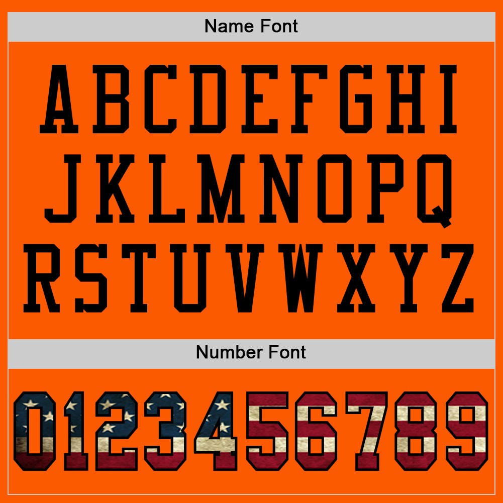 Custom Orange Vintage USA Flag-Black Mesh Authentic Football Jersey photo 2