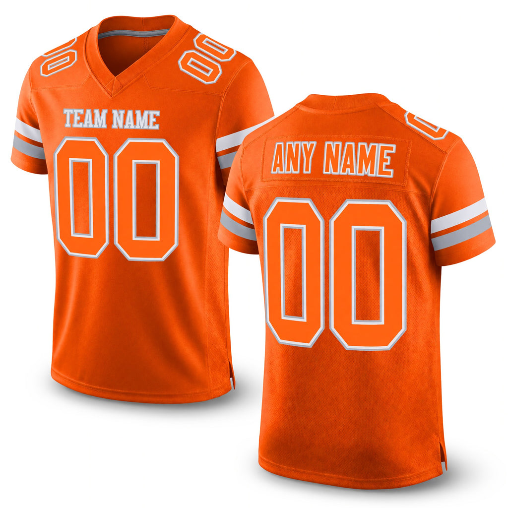 Custom Orange White-Gray Mesh Authentic Football Jersey