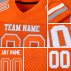 Custom Orange White-Gray Mesh Authentic Football Jersey detail