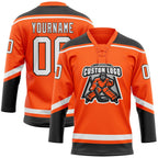 Custom Orange White-Black Hockey Lace Neck Jersey photo 2