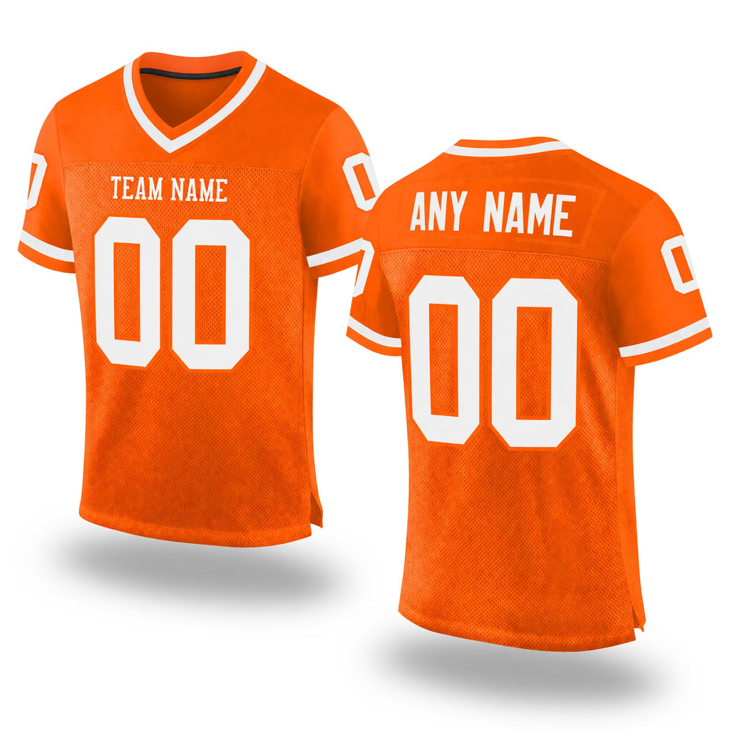 Custom Orange White Mesh Authentic Throwback Football Jersey