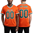 Custom Orange Green-White Mesh Authentic Throwback Football Jersey worn front and back