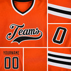 Custom Orange Black-White Hockey Jersey detail