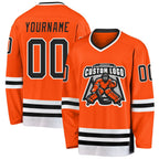 Custom Orange Black-White Hockey Jersey photo 2