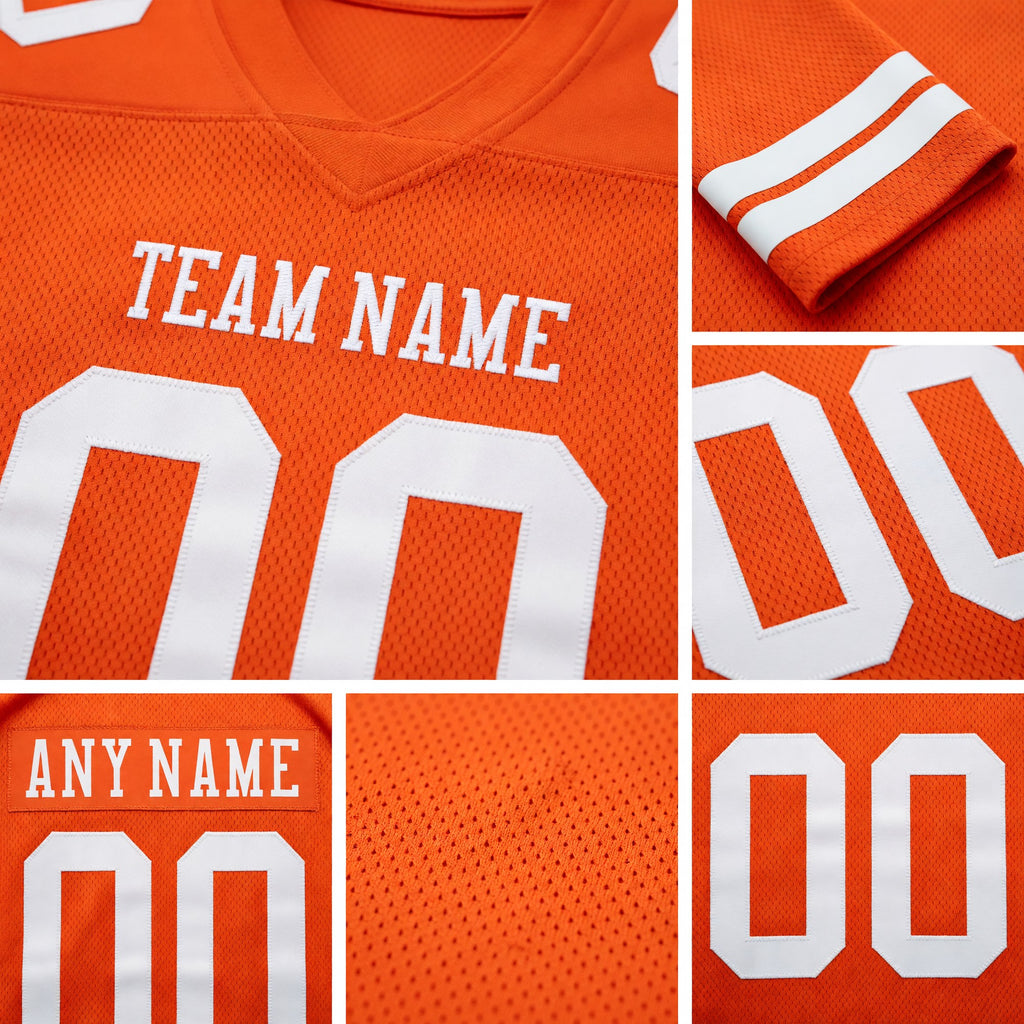 Custom Orange White Authentic Football Jersey detail