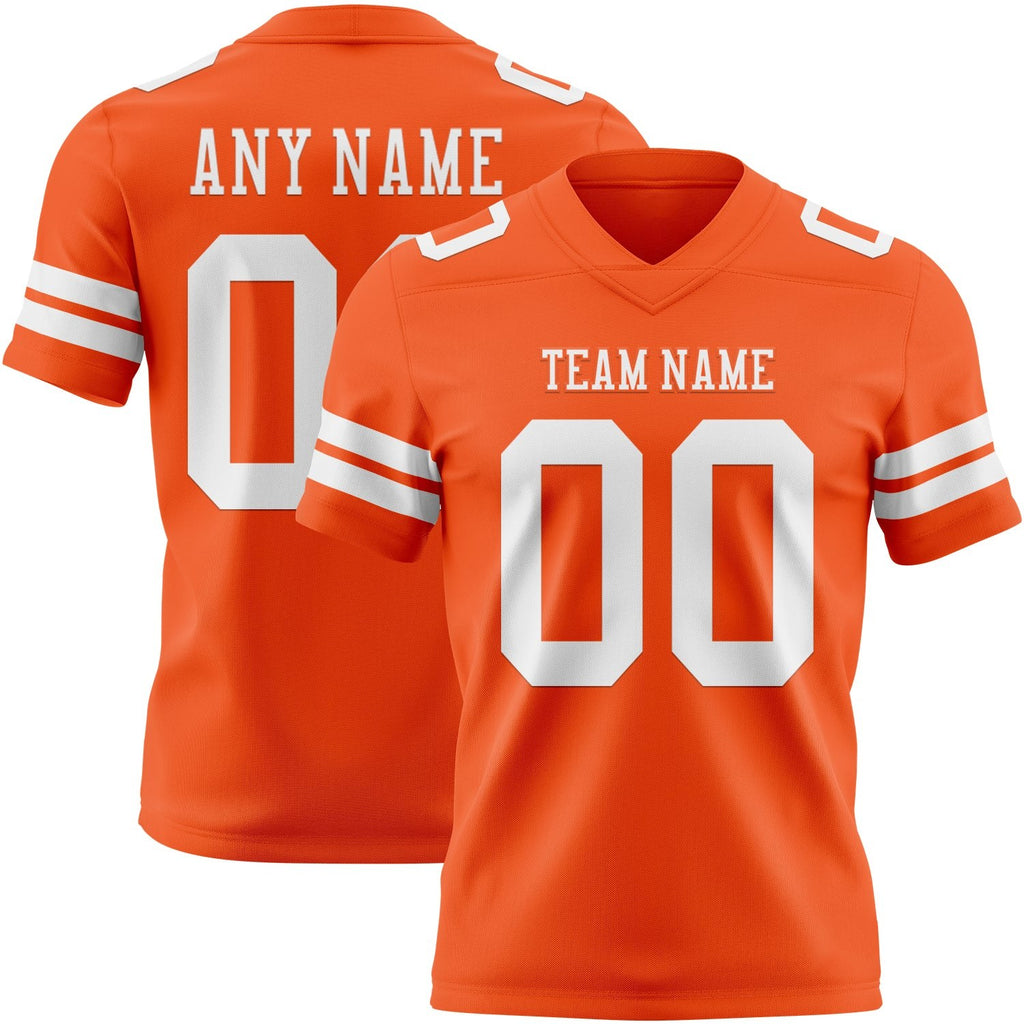 Custom Orange White Authentic Football Jersey photo 1