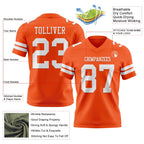 Custom Orange White Authentic Football Jersey photo 3