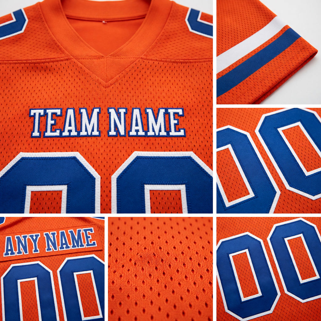 Custom Orange Royal-White Authentic Football Jersey detail