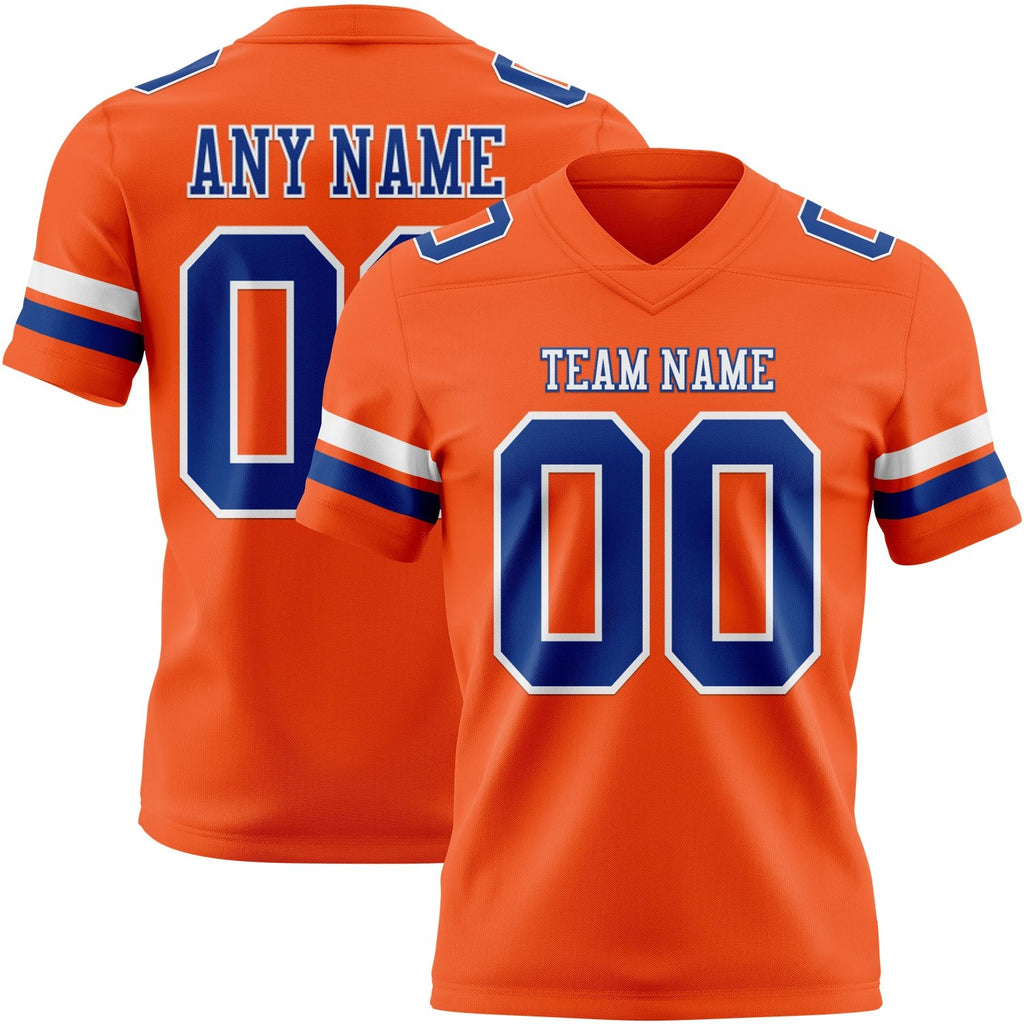 Custom Orange Royal-White Authentic Football Jersey photo 1
