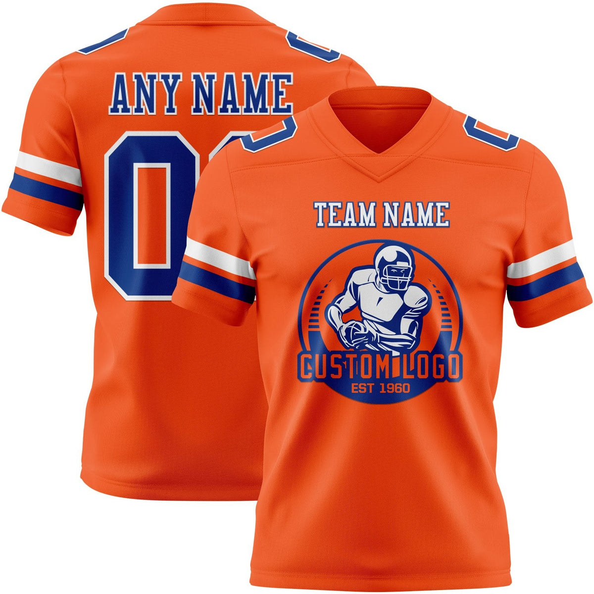 Custom Orange Royal-White Authentic Football Jersey photo 2