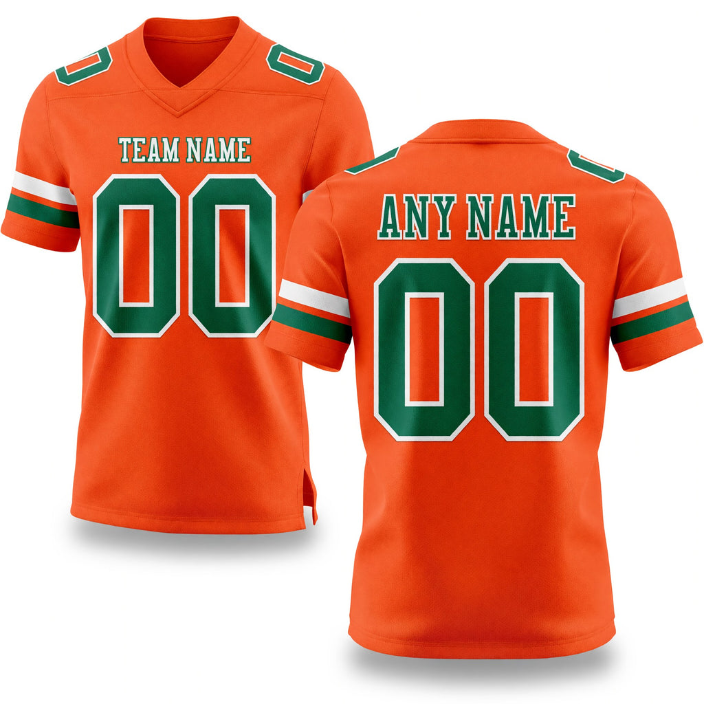 Custom Orange Kelly Green-White Authentic Football Jersey