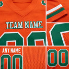Custom Orange Kelly Green-White Authentic Football Jersey detail