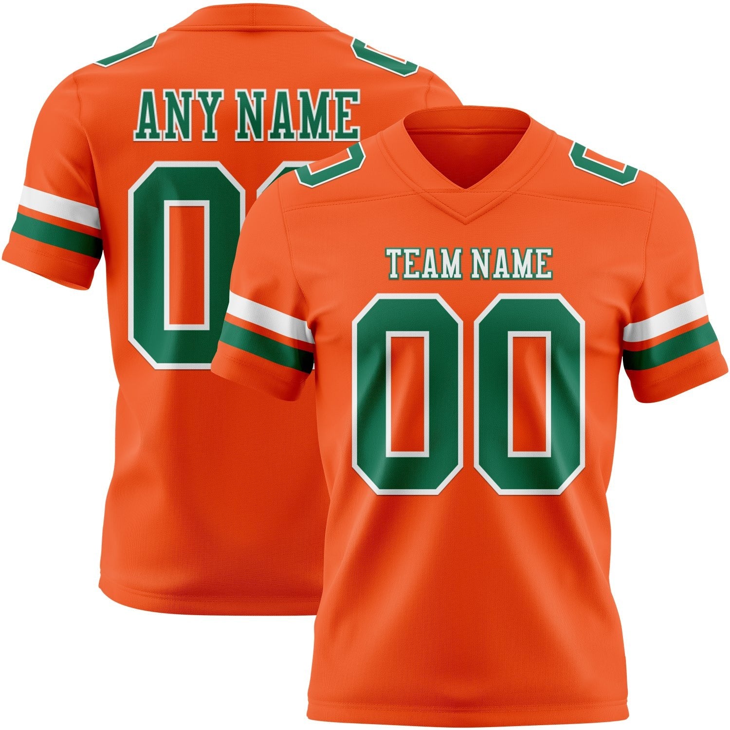 Custom Orange Kelly Green-White Authentic Football Jersey photo 1