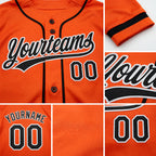 Custom Stitched Orange Black-White Baseball Pullover Sweatshirt Hoodie detail