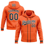 Custom Stitched Orange Black-White Baseball Pullover Sweatshirt Hoodie photo 1