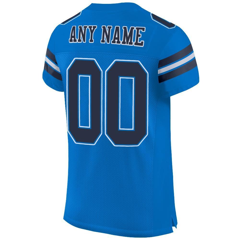 Custom Panther Blue Navy-White Mesh Authentic Football Jersey photo 3