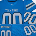 Custom Panther Blue Light Gray-Black Mesh Authentic Football Jersey detail
