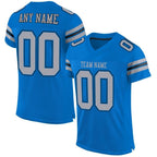 Custom Panther Blue Light Gray-Black Mesh Authentic Football Jersey photo 1