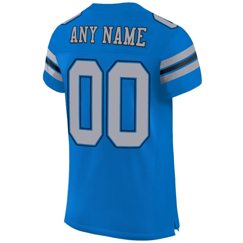 Custom Panther Blue Light Gray-Black Mesh Authentic Football Jersey photo 3