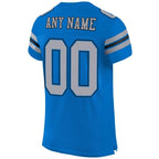 Custom Panther Blue Light Gray-Black Mesh Authentic Football Jersey photo 3