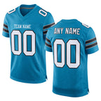 Custom Panther Blue White-Black Mesh Authentic Football Jersey