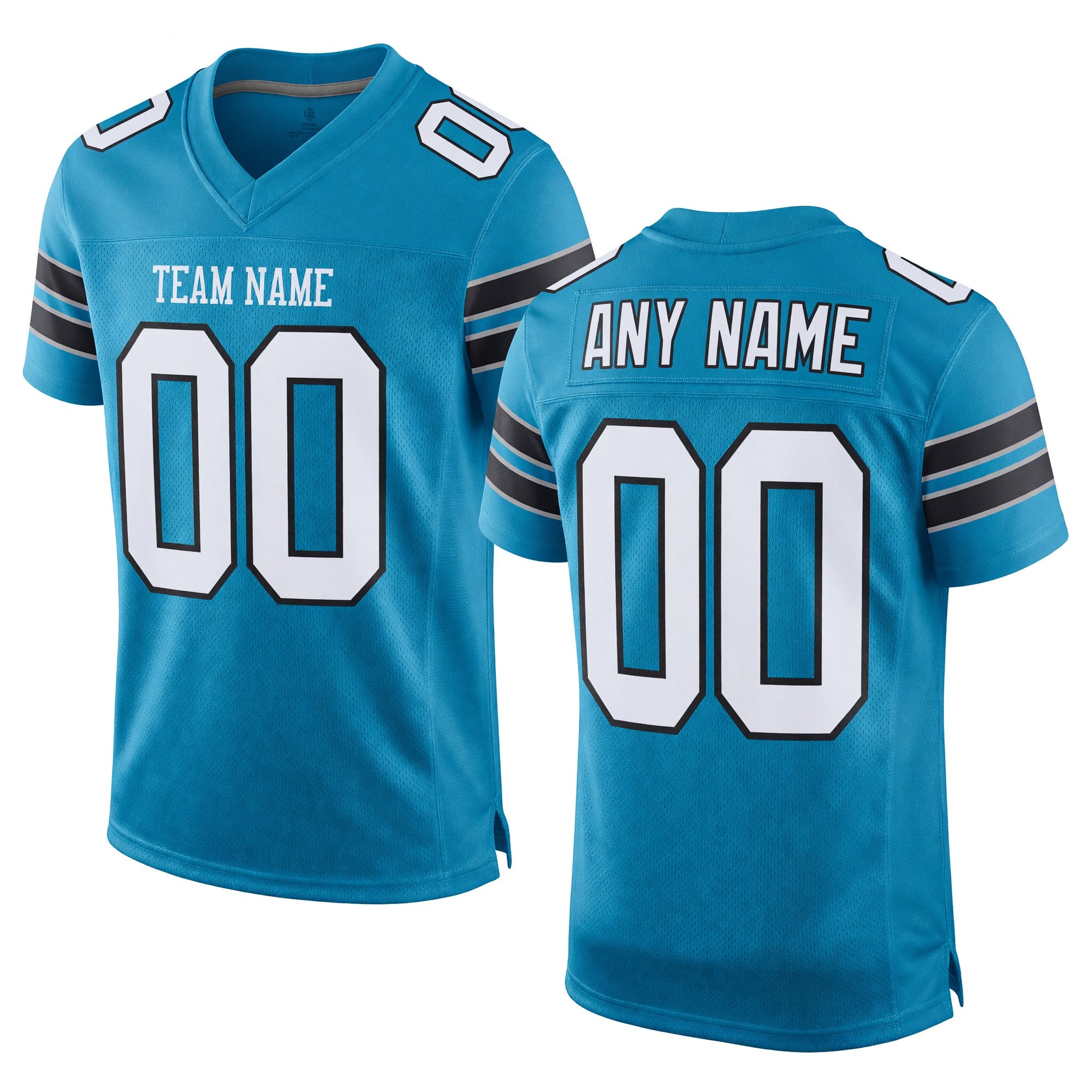 Custom Panther Blue White-Black Mesh Authentic Football Jersey