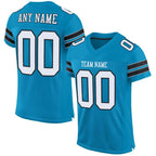 Custom Panther Blue White-Black Mesh Authentic Football Jersey photo 1