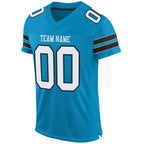 Custom Panther Blue White-Black Mesh Authentic Football Jersey photo 2