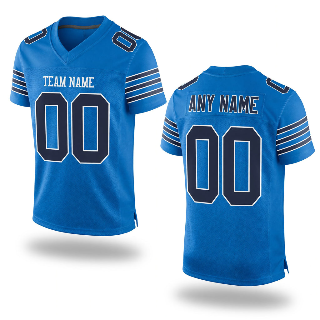Custom Panther Blue Navy-White Mesh Authentic Football Jersey