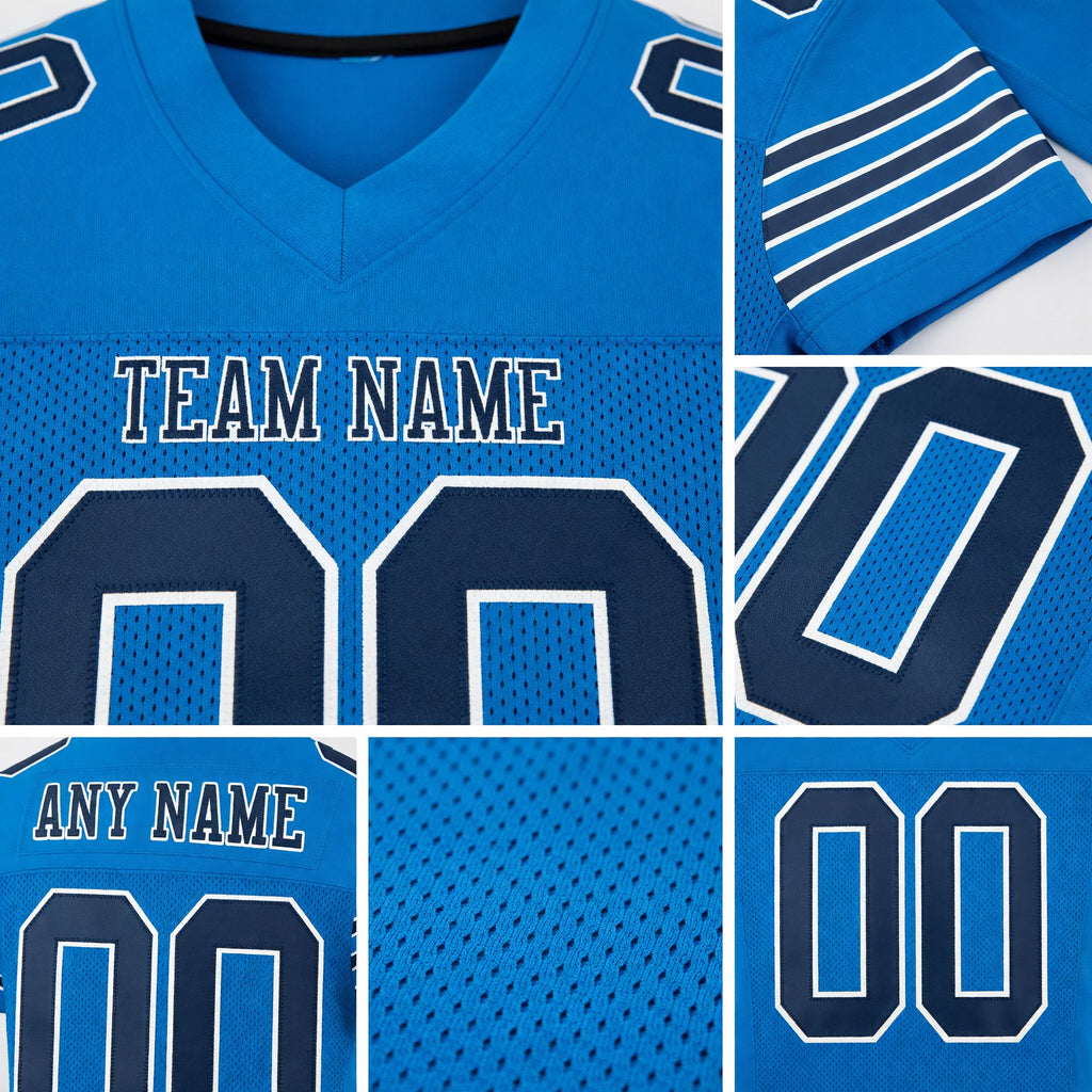 Custom Panther Blue Navy-White Mesh Authentic Football Jersey detail