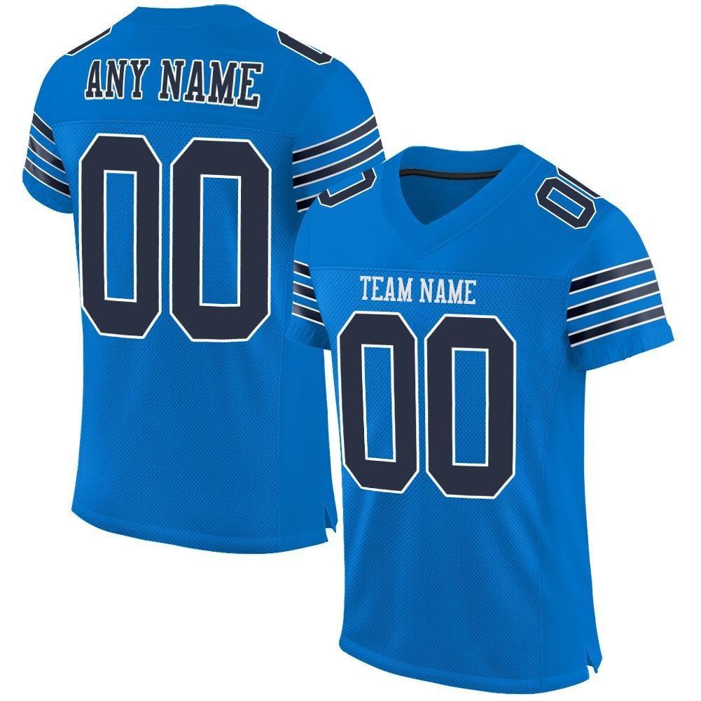 Custom Panther Blue Navy-White Mesh Authentic Football Jersey photo 1