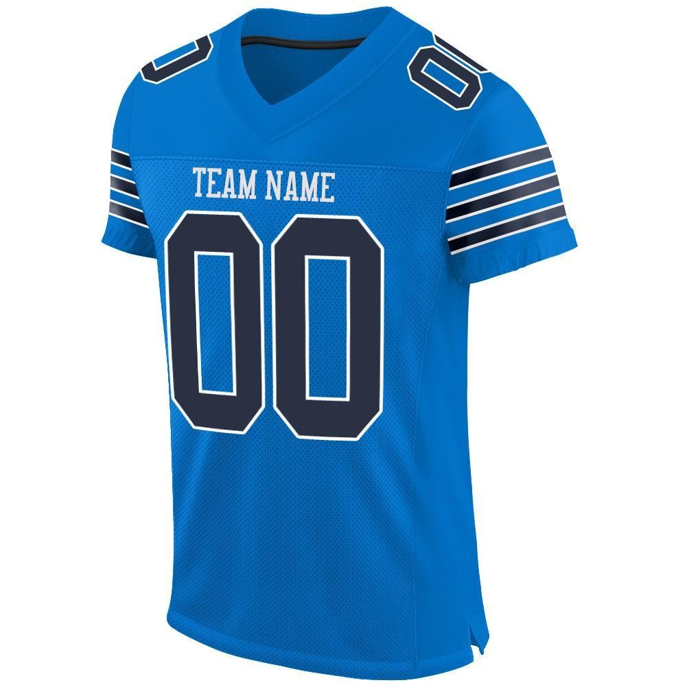Custom Panther Blue Navy-White Mesh Authentic Football Jersey photo 2