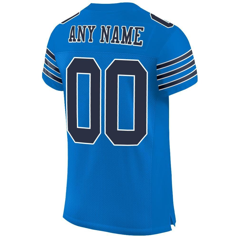Custom Panther Blue Navy-White Mesh Authentic Football Jersey photo 3