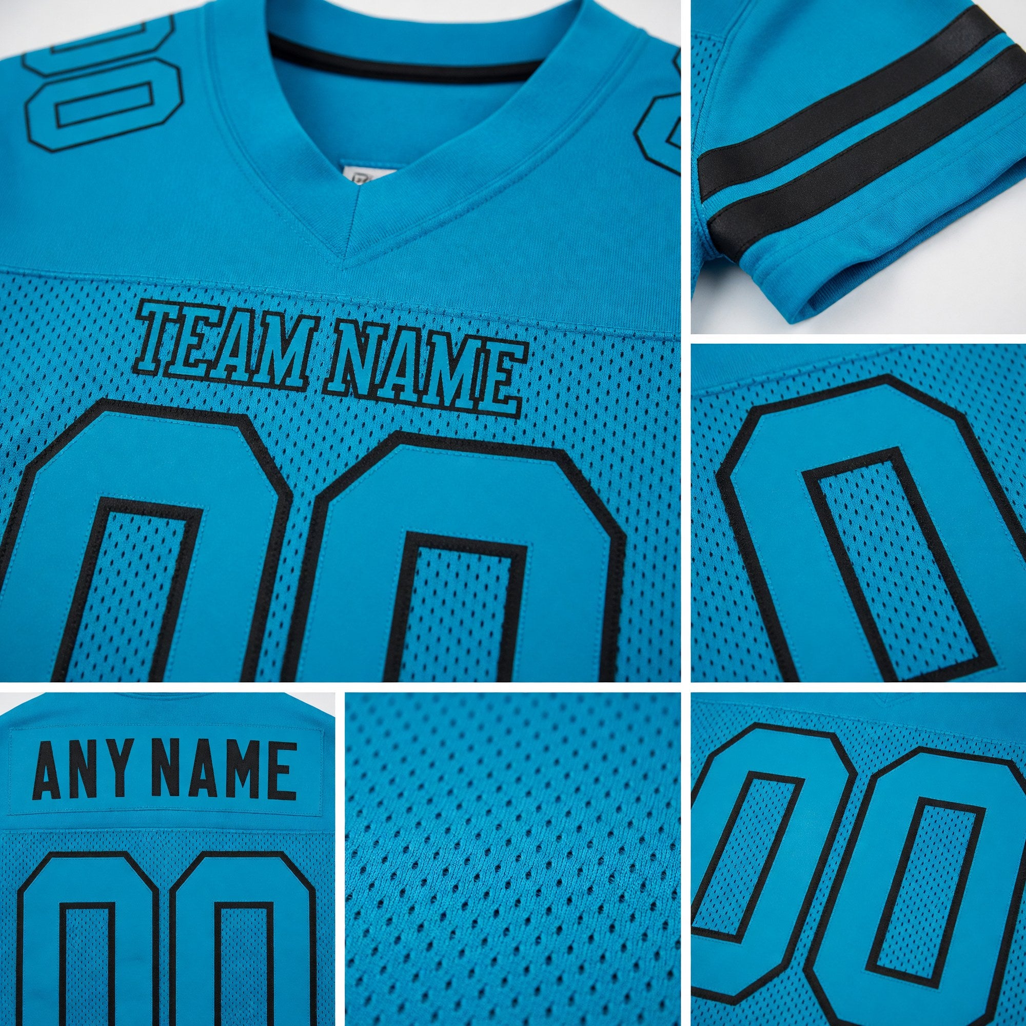 Custom Panther Blue Panther Blue-Black Mesh Authentic Football Jersey detail