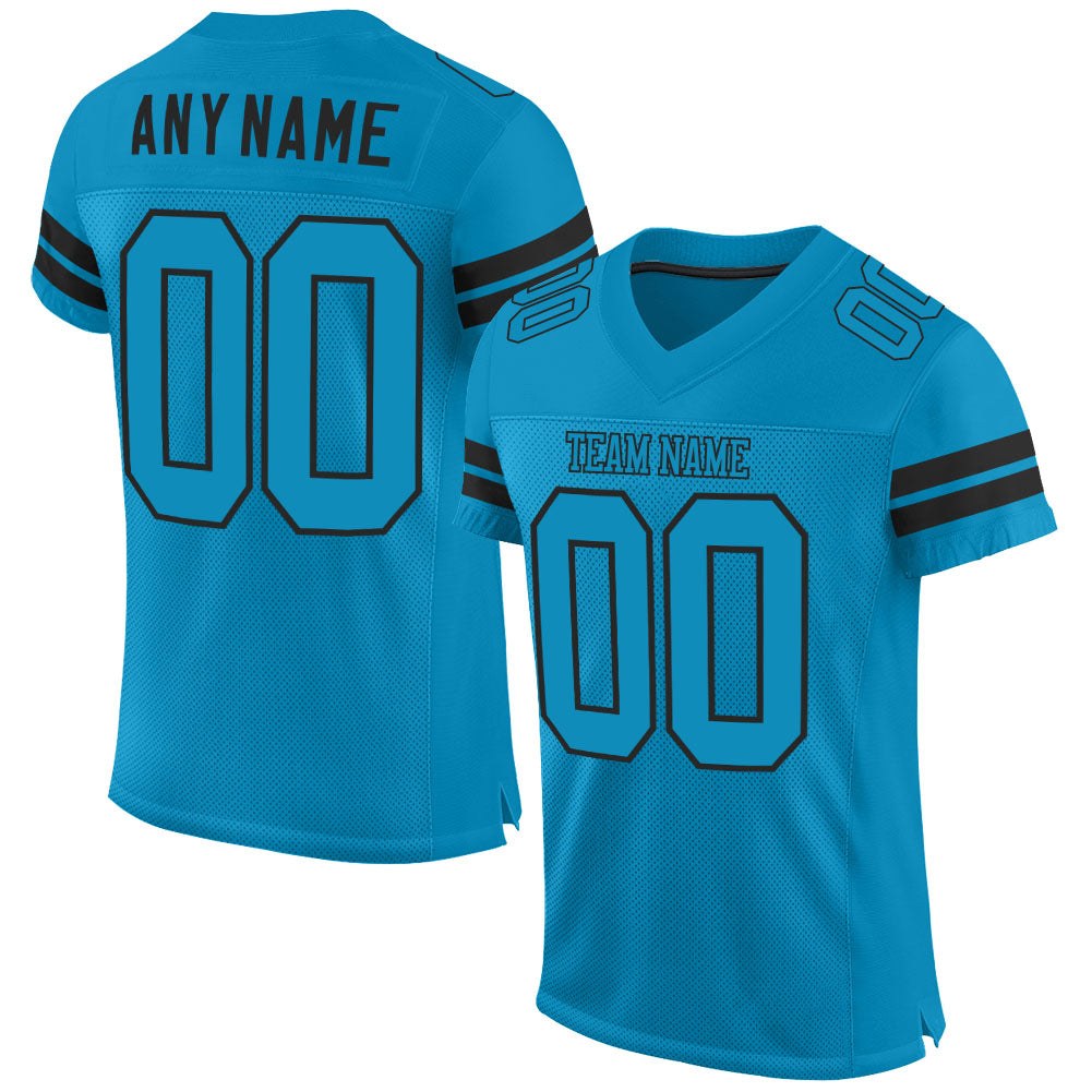 Custom Panther Blue Panther Blue-Black Mesh Authentic Football Jersey photo 1