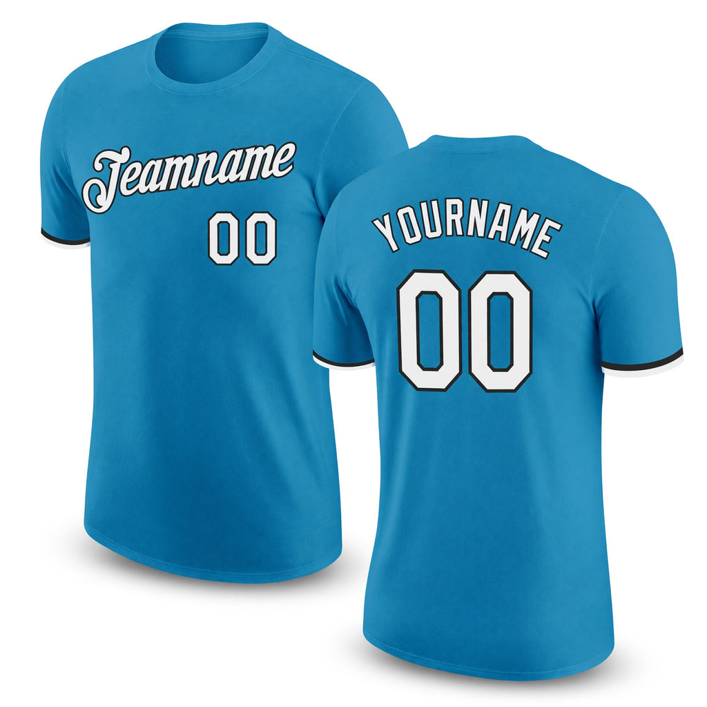 Custom Panther Blue White-Black Performance T-Shirt