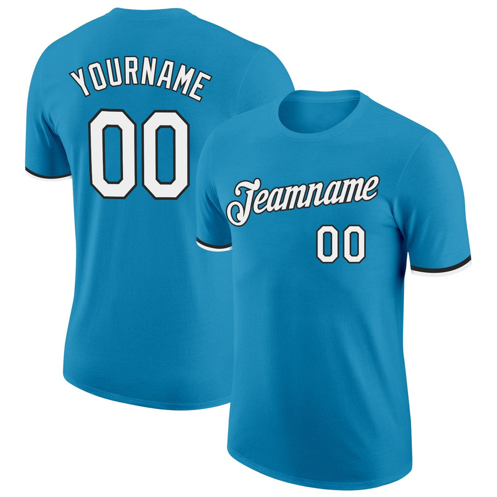 Custom Panther Blue White-Black Performance T-Shirt photo 1