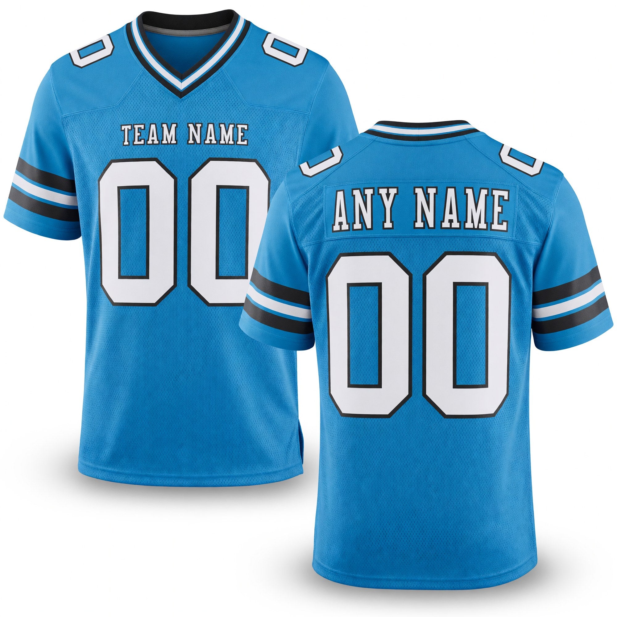 Custom Panther Blue White-Black Authentic Football Jersey