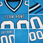 Custom Panther Blue White-Black Authentic Football Jersey detail