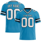 Custom Panther Blue White-Black Authentic Football Jersey photo 1