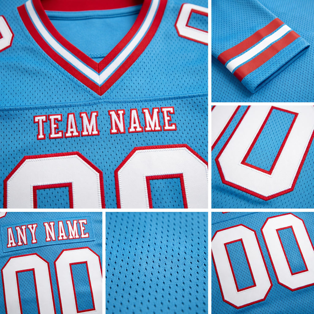 Custom Panther Blue White-Red Authentic Football Jersey detail