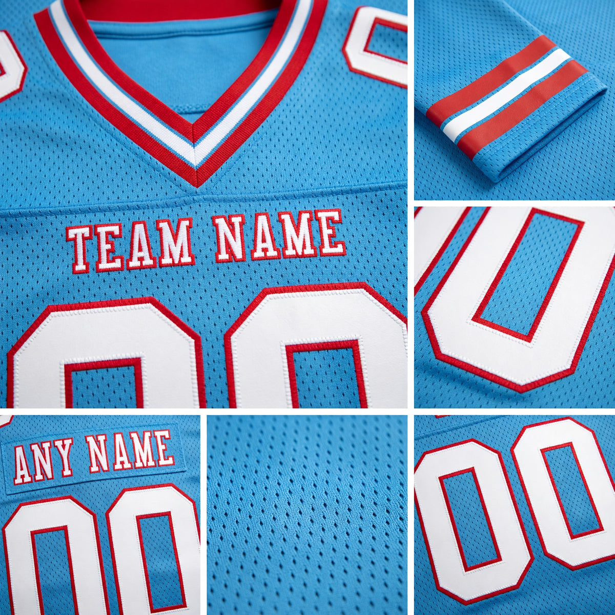 Custom Panther Blue White-Red Authentic Football Jersey detail