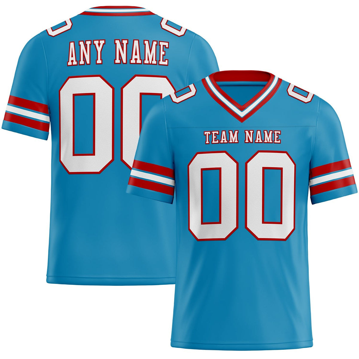 Custom Panther Blue White-Red Authentic Football Jersey photo 1