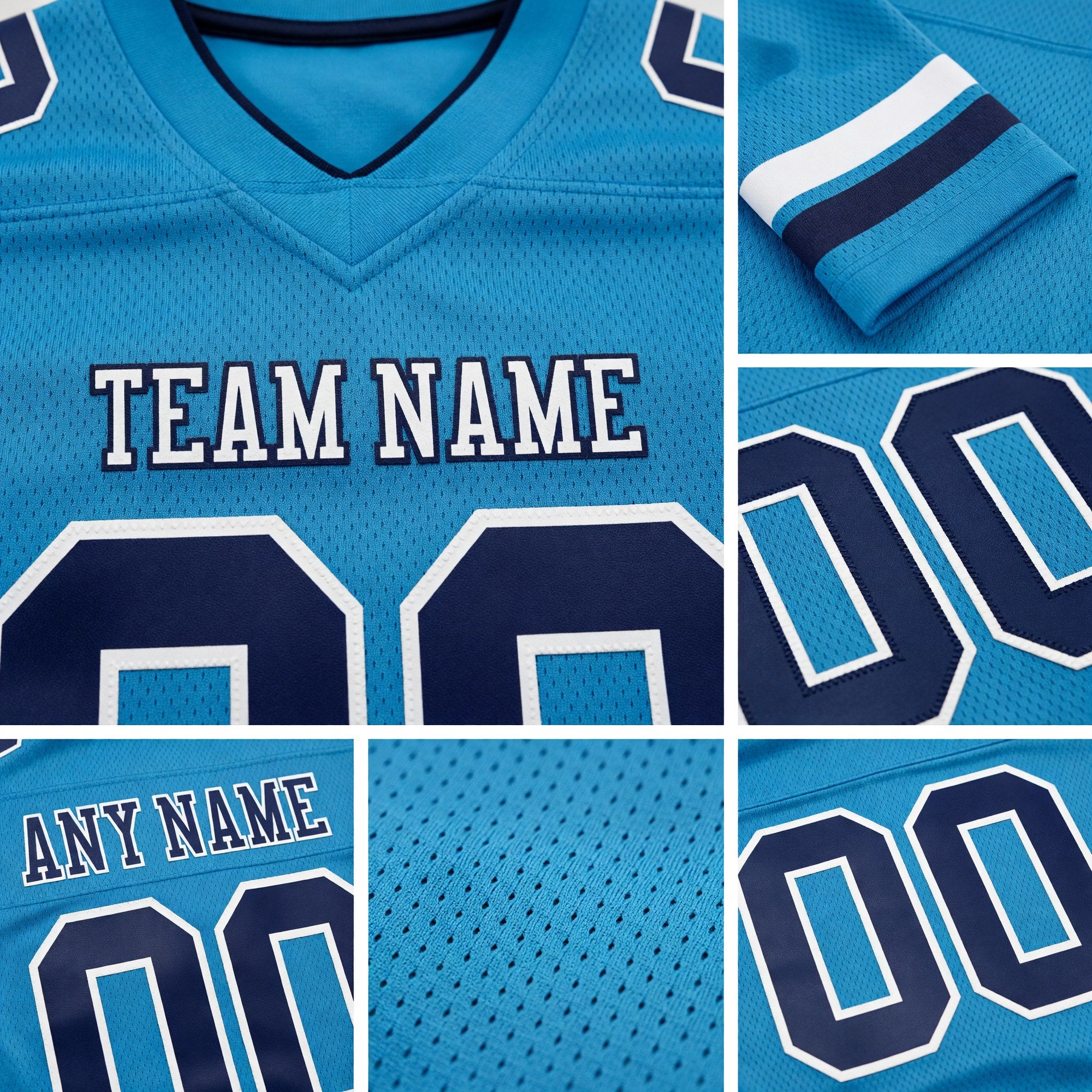 Custom Panther Blue Navy-White Authentic Football Jersey detail