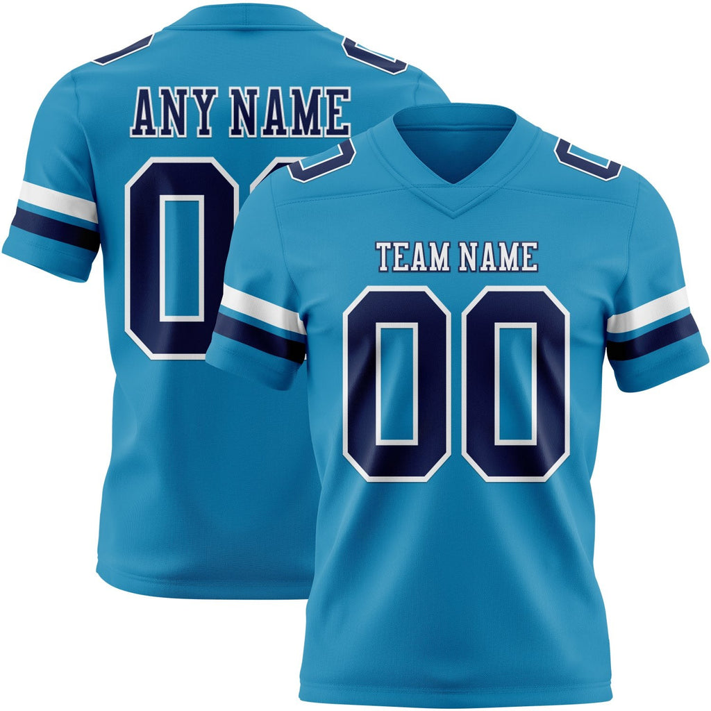 Custom Panther Blue Navy-White Authentic Football Jersey photo 1